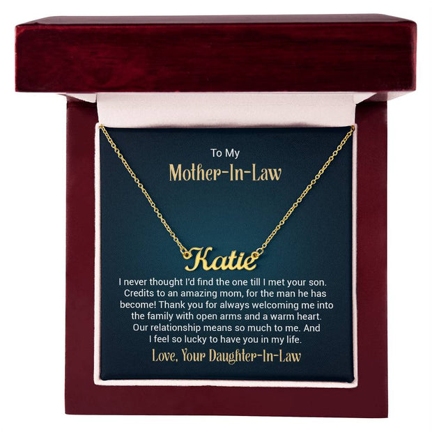 Custom Name Necklace w/ Message Card - For Mother-in-Law Click One And Done