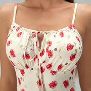 Slim Lace-up Printed Summer Dress