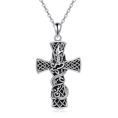 Sterling Silver - Celtic Dragon Cross - Unisex