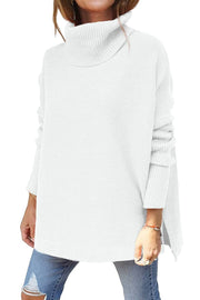 Turtleneck Winter Slit Hem Tunic Pullover