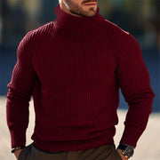 Men's Autumn/Winter Turtleneck Solid Color Striped Sweater