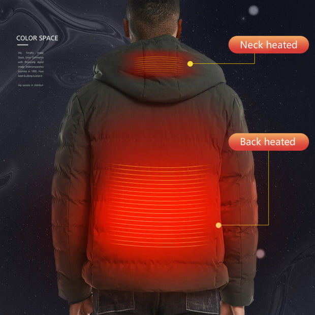 New Men Smart Winter Cotton USB Electric Heated Jackets