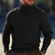 Men's Autumn/Winter Turtleneck Solid Color Striped Sweater