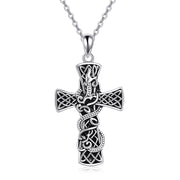 Sterling Silver - Celtic Dragon Cross - Unisex