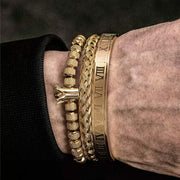 Pulseiras Roman Royal Crown Stainless Steel Geometry Bracelet