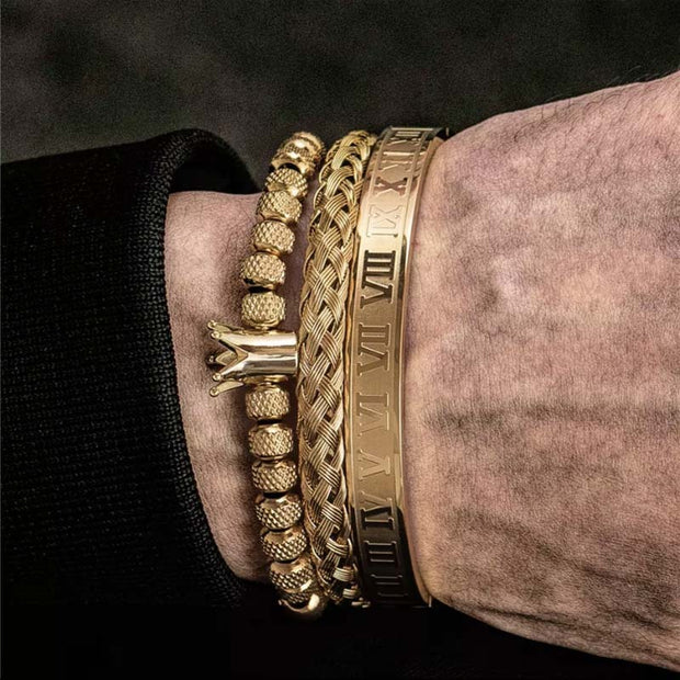 Pulseiras Roman Royal Crown Stainless Steel Geometry Bracelet