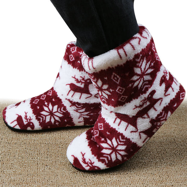 Christmas Elk Warm Plush Hose Slippers