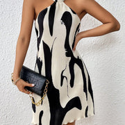 Women's Elegant Pleated Halter Mini Dress