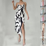 Slim Lace-up Printed Summer Dress