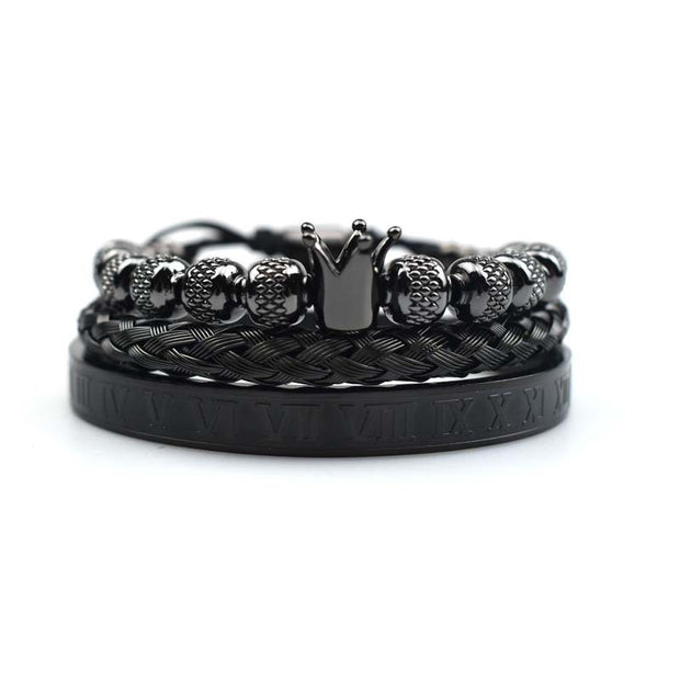 Pulseiras Roman Royal Crown Stainless Steel Geometry Bracelet