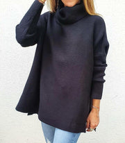 Turtleneck Winter Slit Hem Tunic Pullover