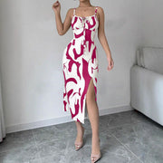 Slim Lace-up Printed Summer Dress