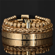Pulseiras Roman Royal Crown Stainless Steel Geometry Bracelet