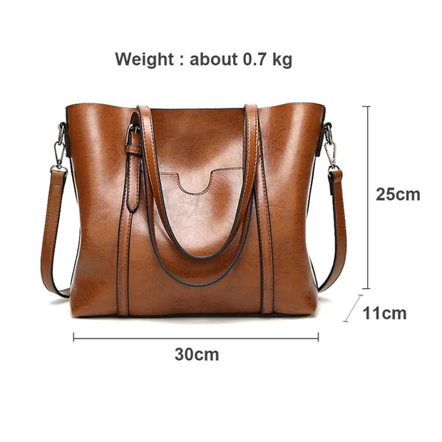 Oil Wax Leather Business Bag for Women Click One And Done