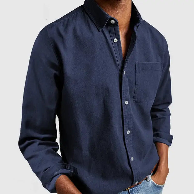 Men's Stand Pocket Casual Shirts - Click One And Done