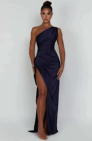 Satin One-Shoulder Sexy Dress Click One And Done