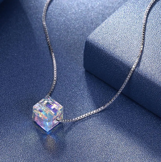 Aurora Borealis Cube Necklace Click One And Done